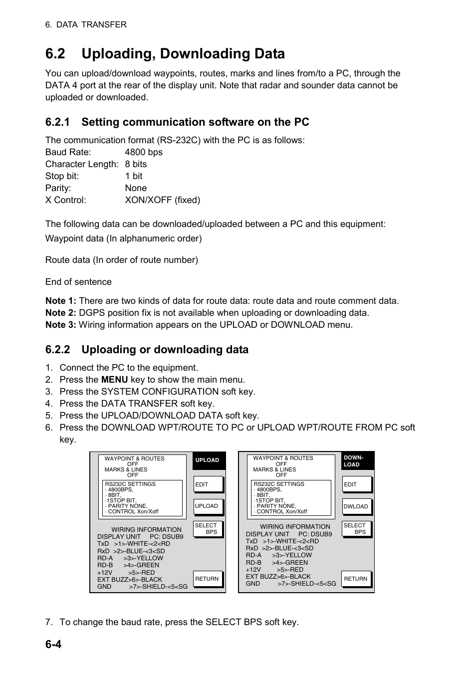 2 uploading, downloading data, 1 setting communication software on the pc, 2 uploading or downloading data | Furuno color video plotter GD1720C User Manual | Page 163 / 247