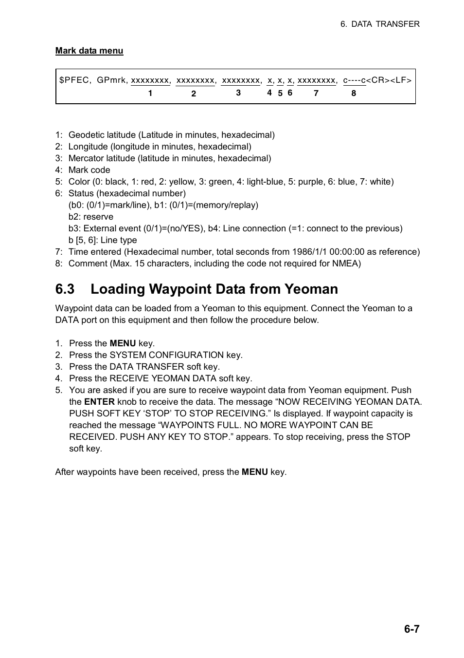 3 loading waypoint data from yeoman | Furuno color video plotter GD1720C User Manual | Page 166 / 247