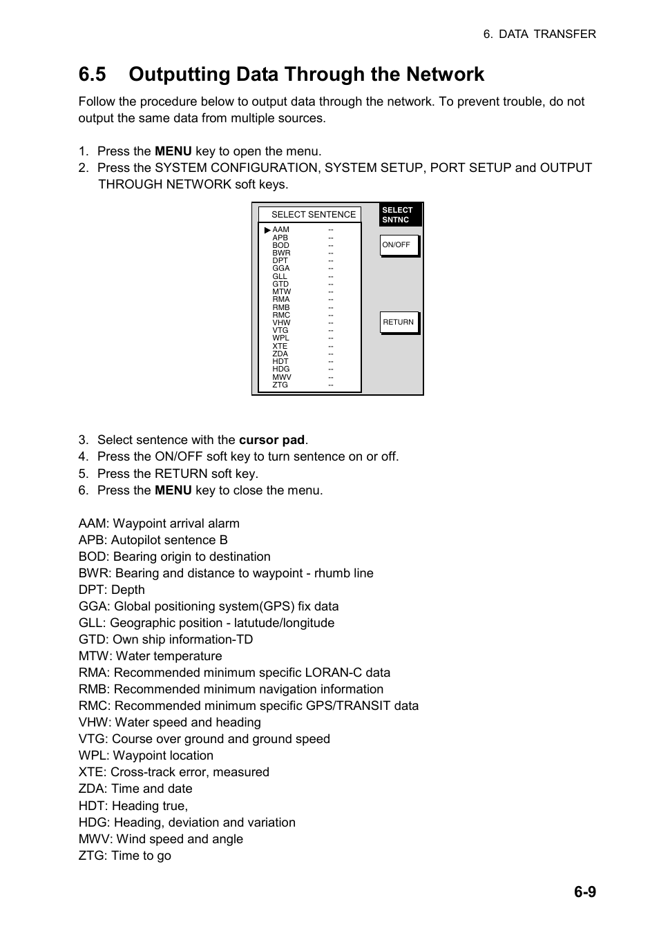 5 outputting data through the network | Furuno color video plotter GD1720C User Manual | Page 168 / 247