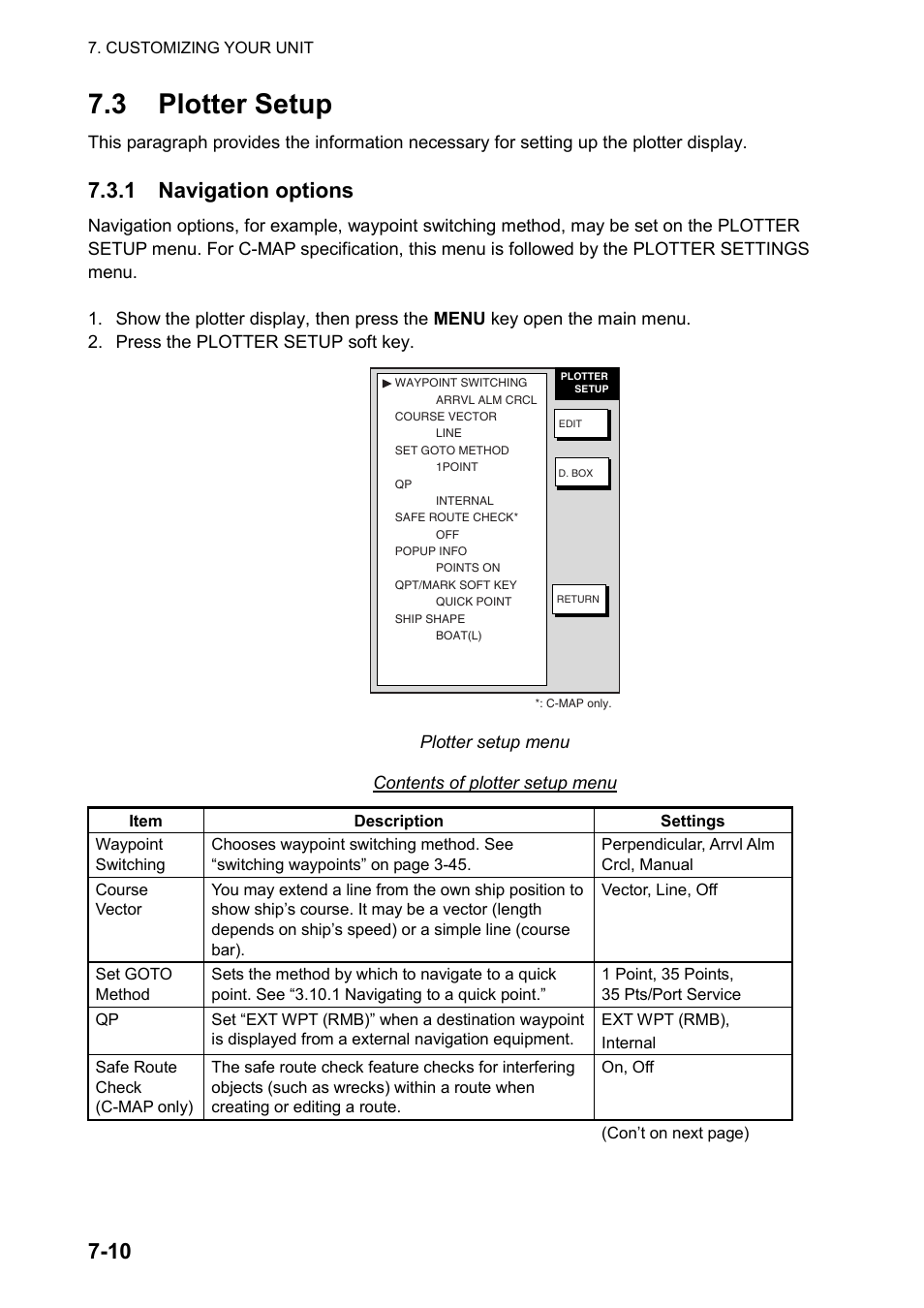 3 plotter setup, 1 navigation options | Furuno color video plotter GD1720C User Manual | Page 179 / 247