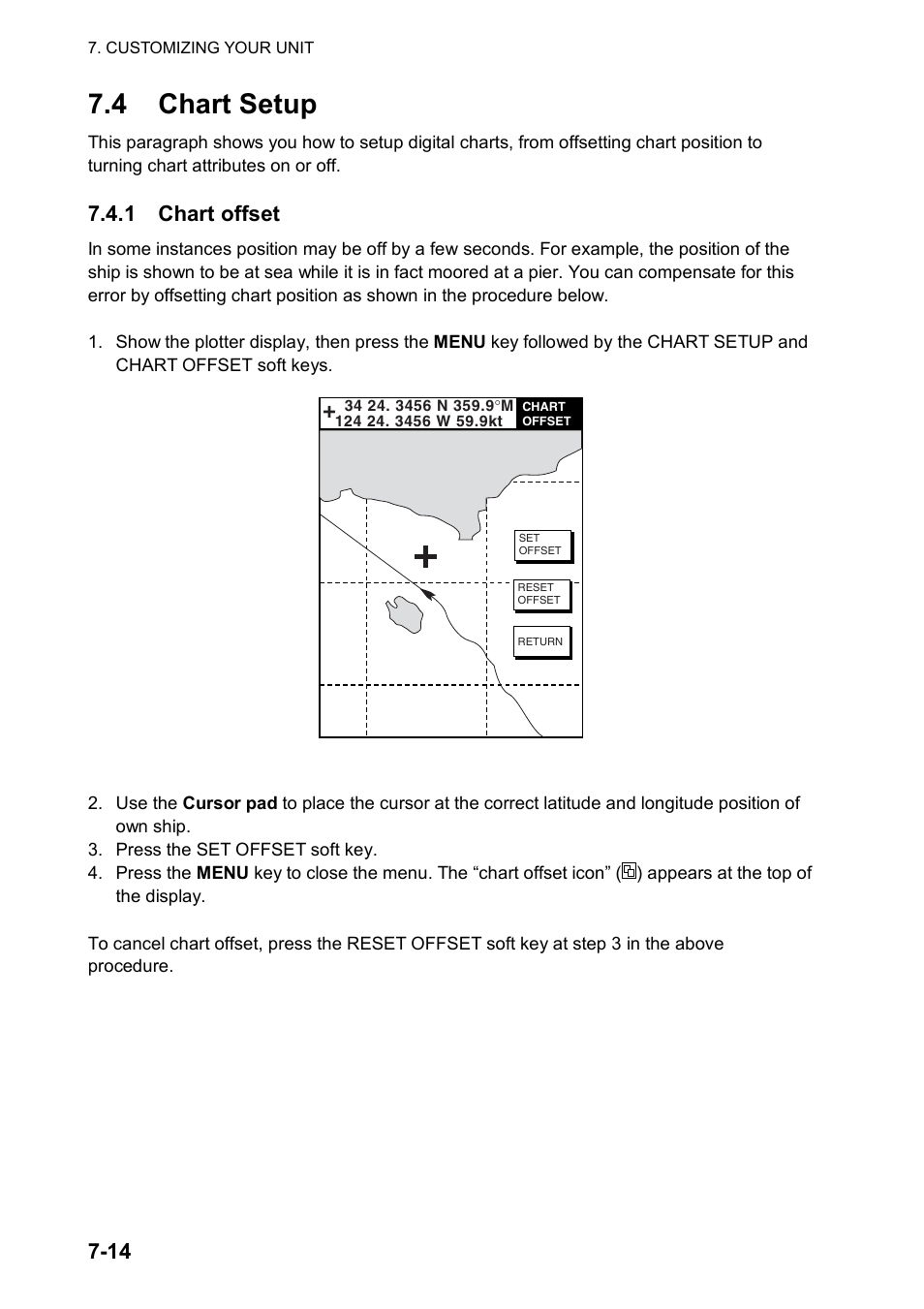 4 chart setup, 1 chart offset | Furuno color video plotter GD1720C User Manual | Page 183 / 247