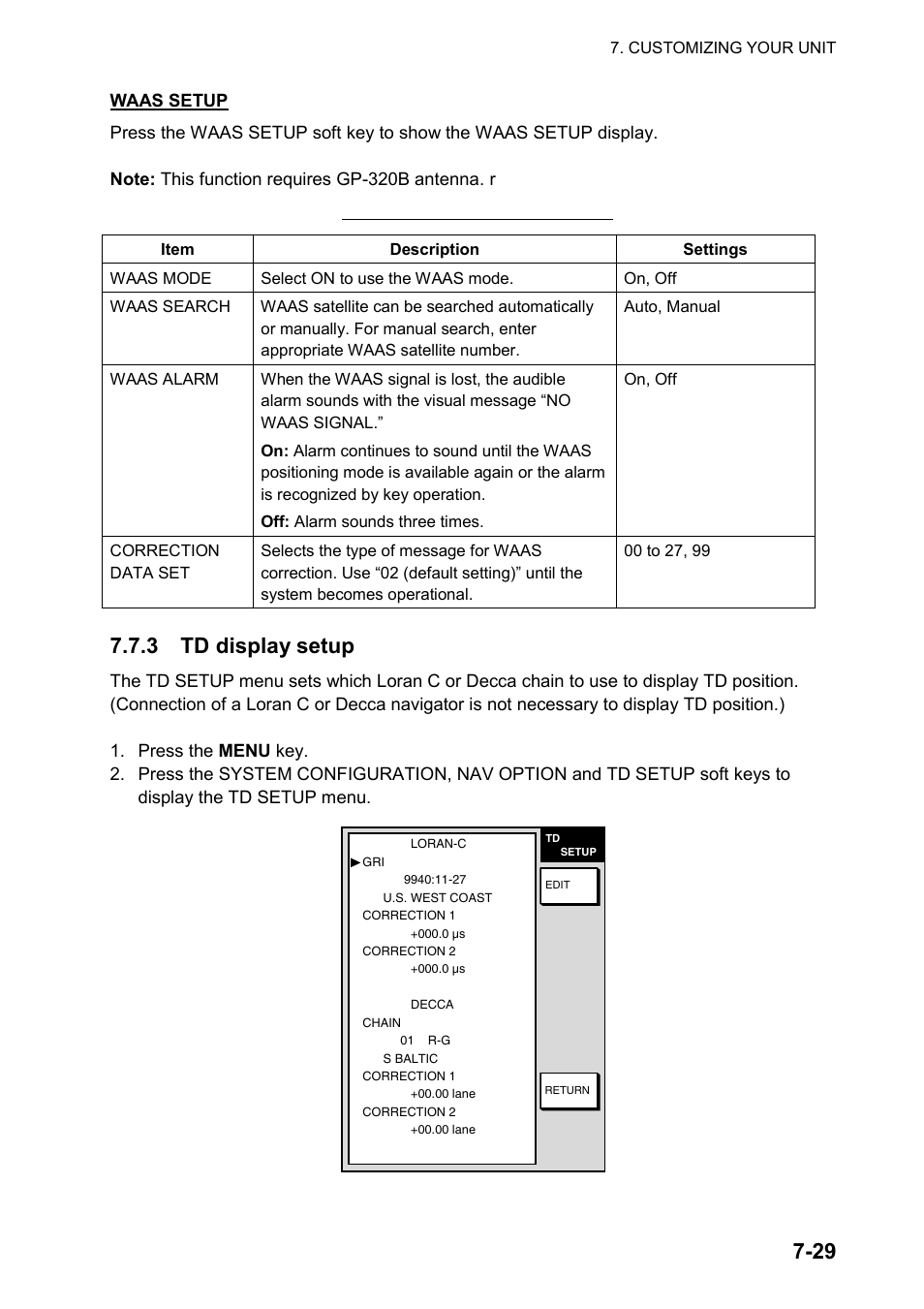 3 td display setup | Furuno color video plotter GD1720C User Manual | Page 198 / 247