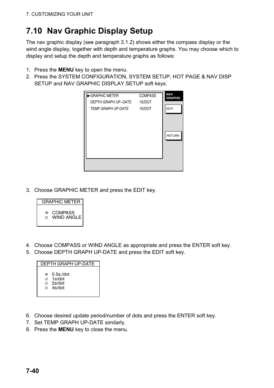 10 nav graphic display setup | Furuno color video plotter GD1720C User Manual | Page 209 / 247