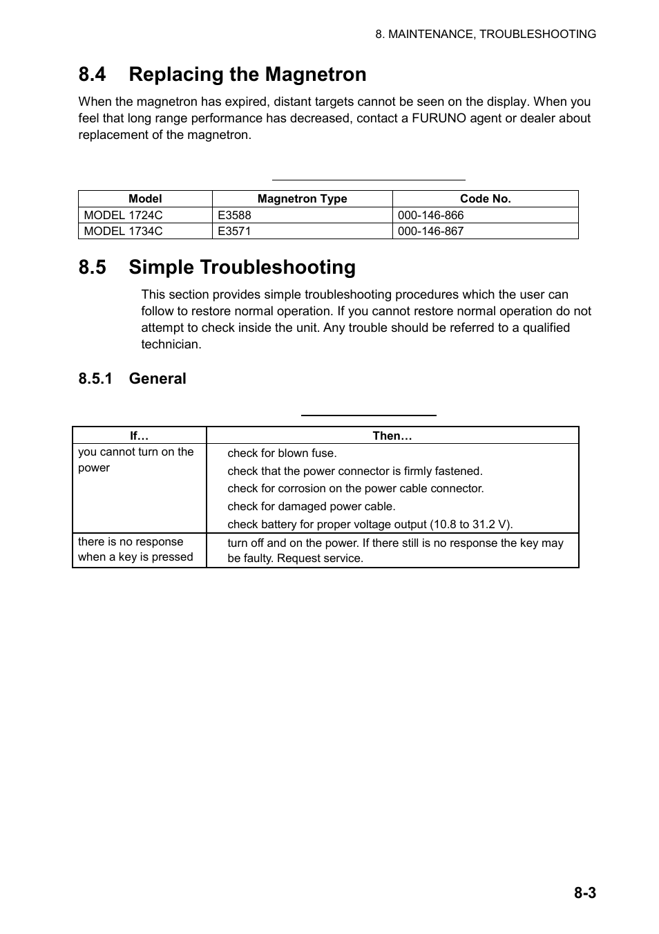 4 replacing the magnetron, 5 simple troubleshooting, 1 general | Furuno color video plotter GD1720C User Manual | Page 212 / 247
