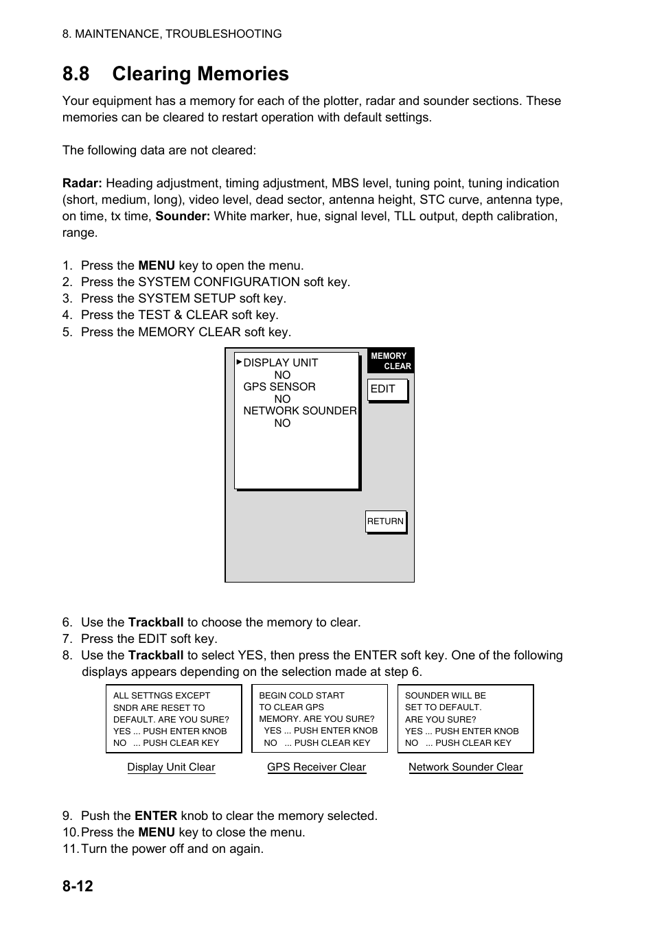 8 clearing memories | Furuno color video plotter GD1720C User Manual | Page 221 / 247
