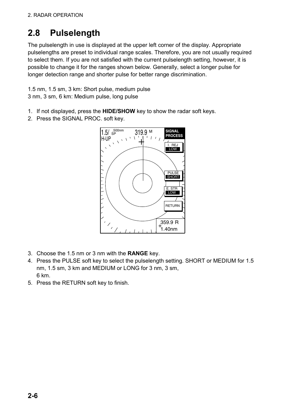 8 pulselength | Furuno color video plotter GD1720C User Manual | Page 37 / 247