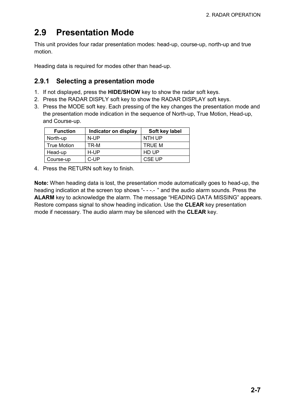 9 presentation mode, 1 selecting a presentation mode | Furuno color video plotter GD1720C User Manual | Page 38 / 247