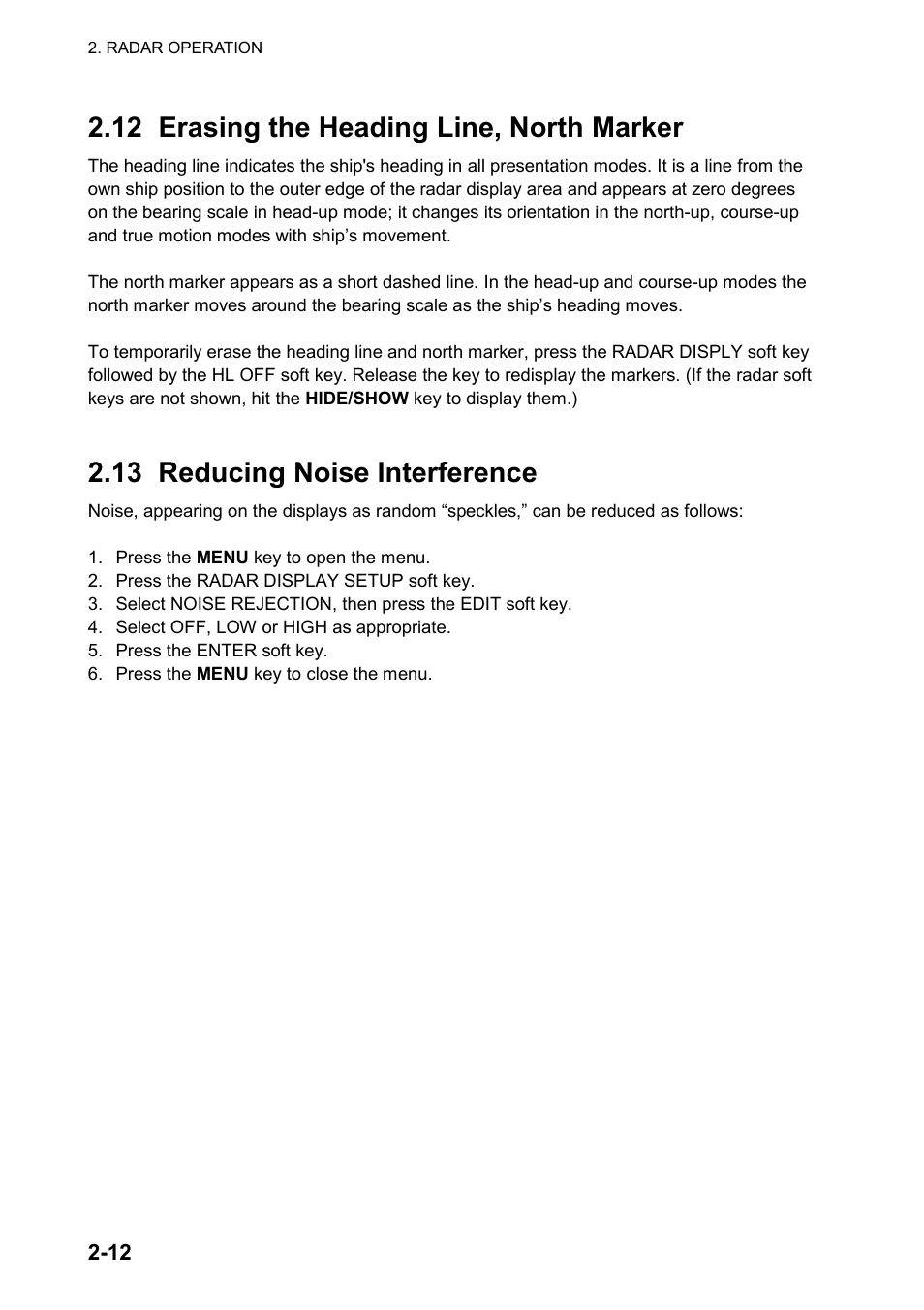 12 erasing the heading line, north marker, 13 reducing noise interference | Furuno color video plotter GD1720C User Manual | Page 43 / 247