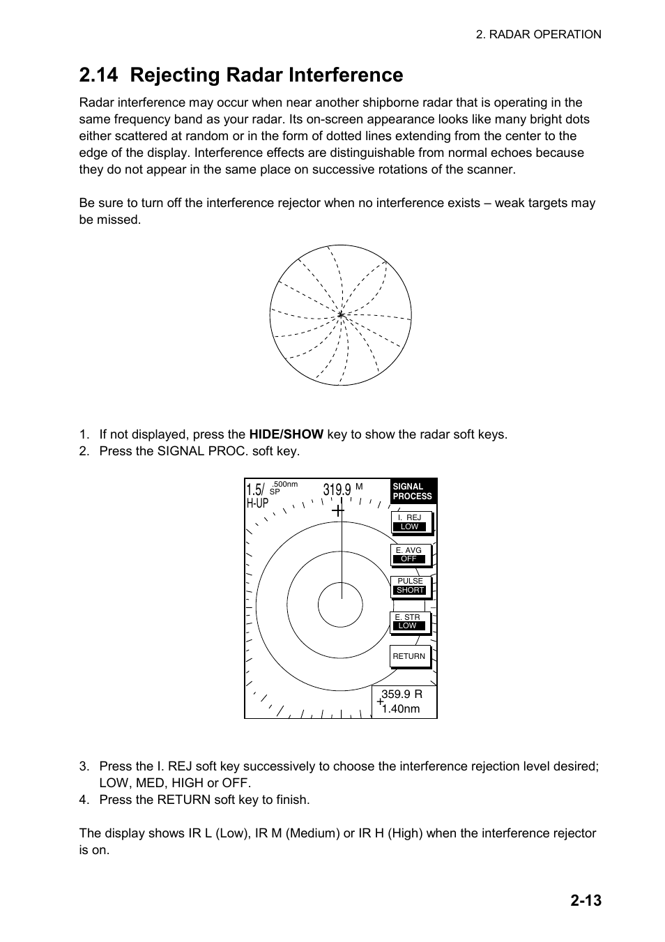 14 rejecting radar interference | Furuno color video plotter GD1720C User Manual | Page 44 / 247