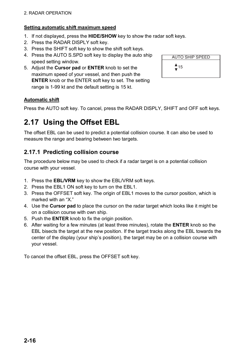 17 using the offset ebl | Furuno color video plotter GD1720C User Manual | Page 47 / 247