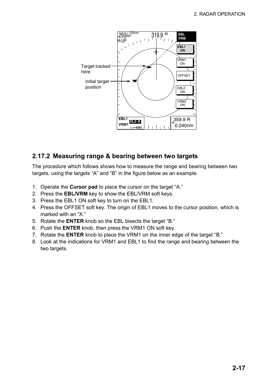 2 measuring range & bearing between two targets | Furuno color video plotter GD1720C User Manual | Page 48 / 247