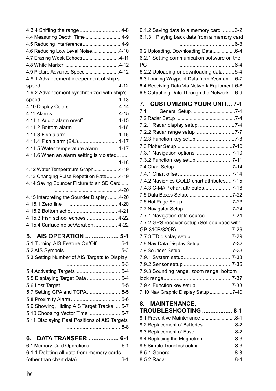 Furuno color video plotter GD1720C User Manual | Page 5 / 247