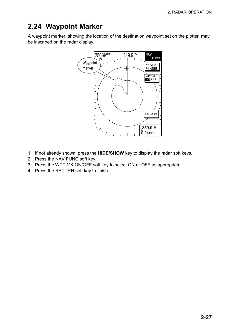 24 waypoint marker | Furuno color video plotter GD1720C User Manual | Page 58 / 247