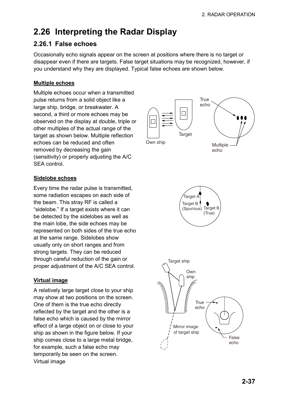 26 interpreting the radar display, 1 false echoes | Furuno color video plotter GD1720C User Manual | Page 68 / 247