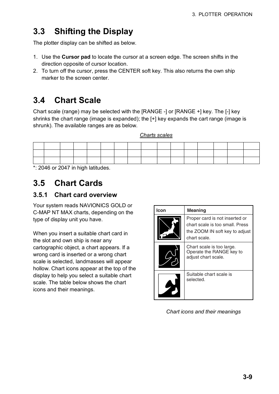 3 shifting the display, 4 chart scale, 5 chart cards | 1 chart card overview | Furuno color video plotter GD1720C User Manual | Page 80 / 247