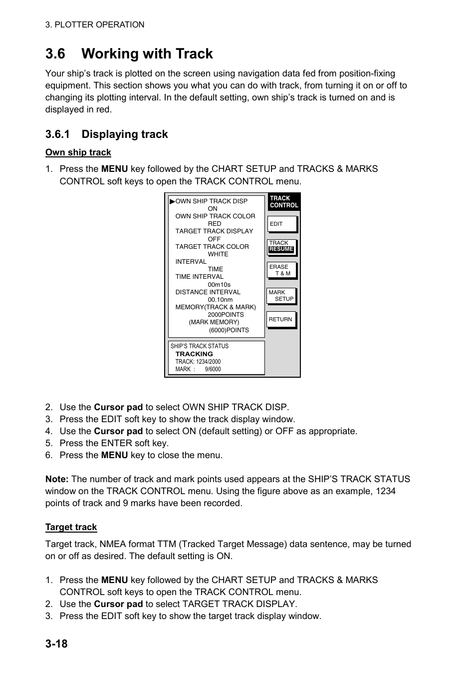 6 working with track, 1 displaying track | Furuno color video plotter GD1720C User Manual | Page 89 / 247