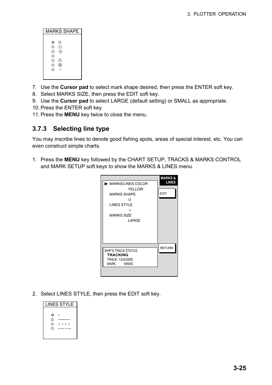 3 selecting line type | Furuno color video plotter GD1720C User Manual | Page 96 / 247