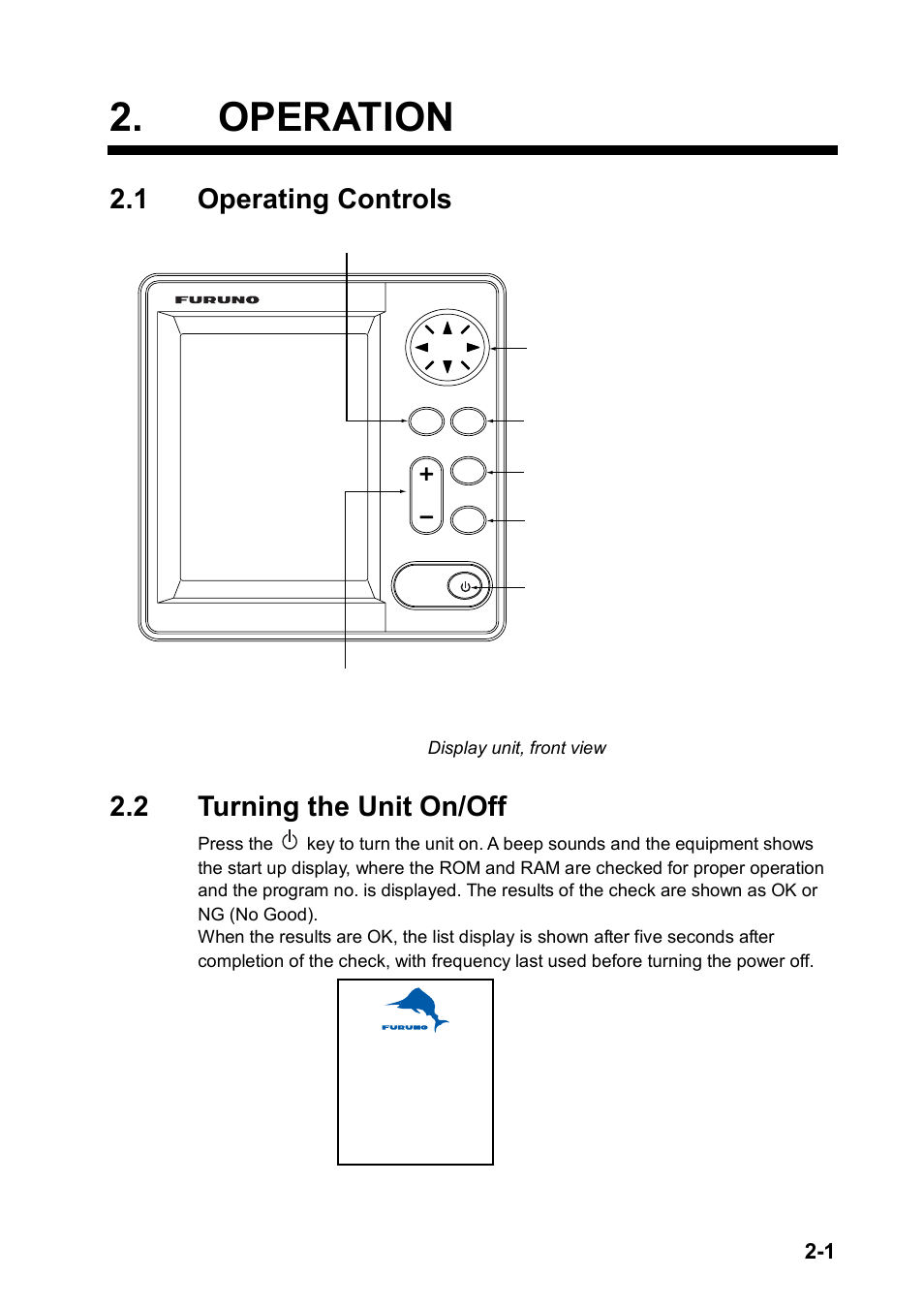 Operation, 1 operating controls, 2 turning the unit on/off | Furuno NX-700A/B User Manual | Page 21 / 89