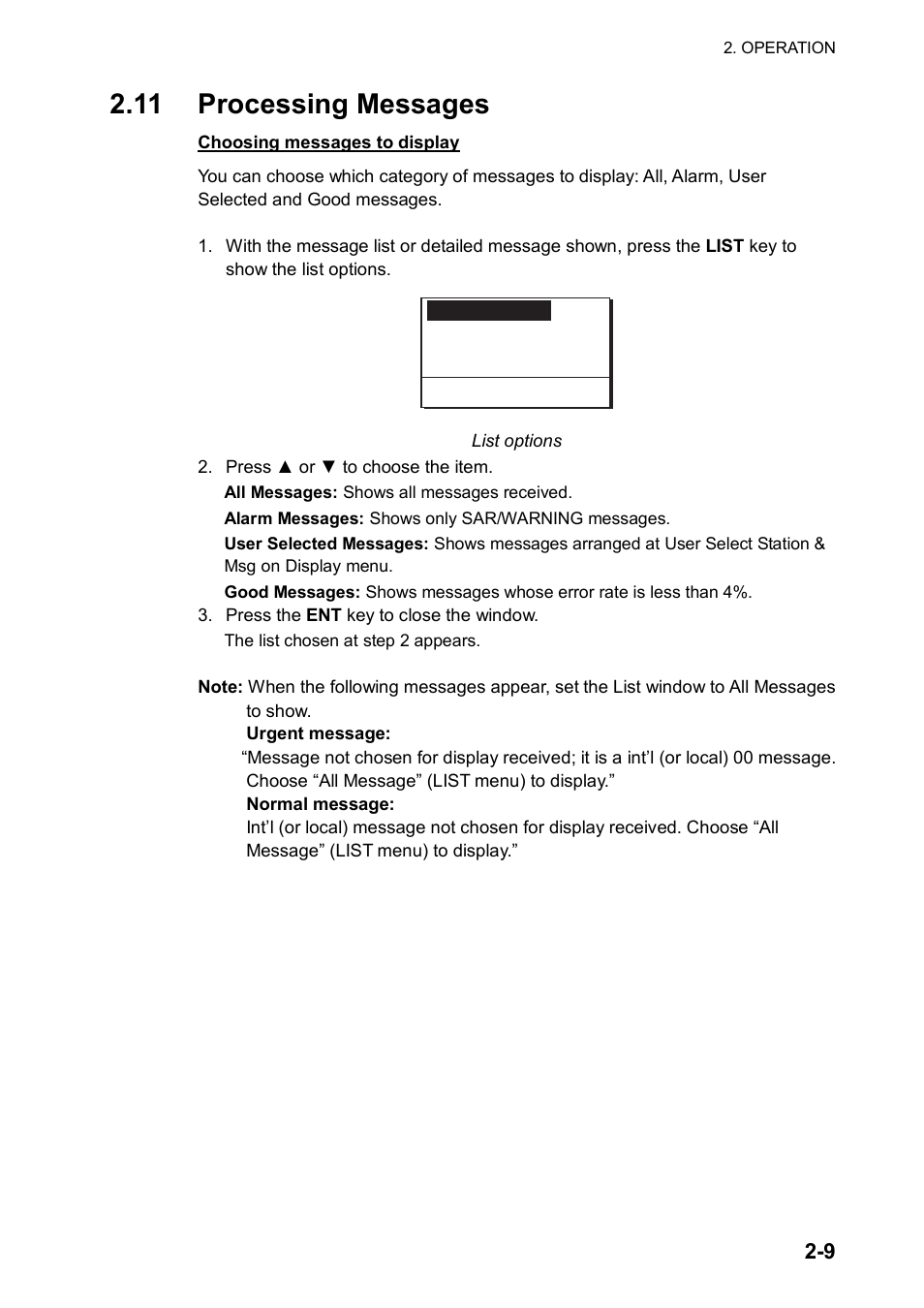 11 processing messages | Furuno NX-700A/B User Manual | Page 29 / 89