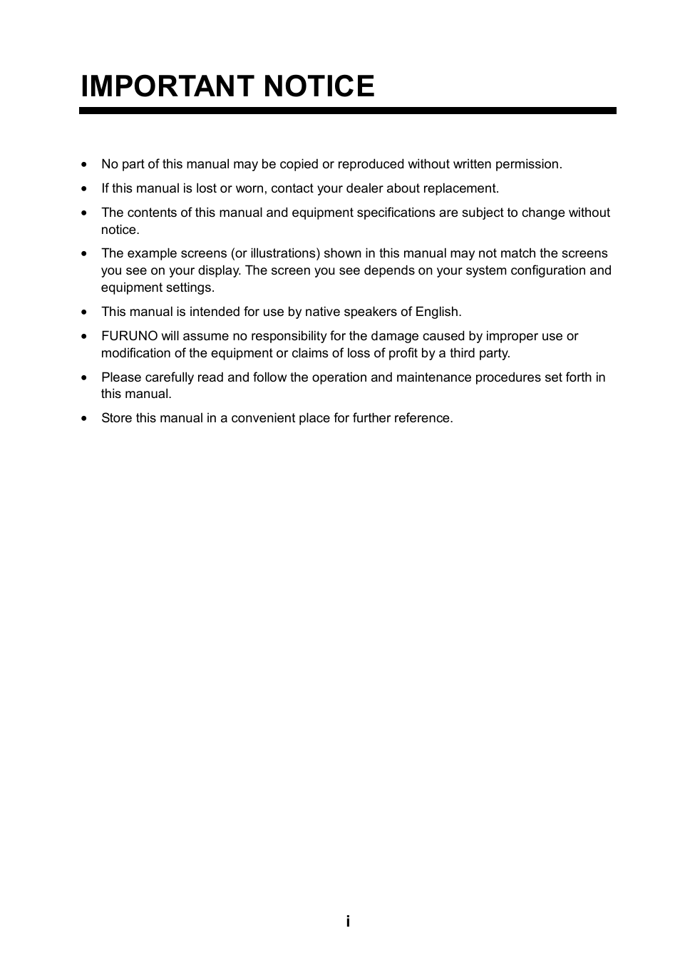 Important notice | Furuno NX-700A/B User Manual | Page 3 / 89