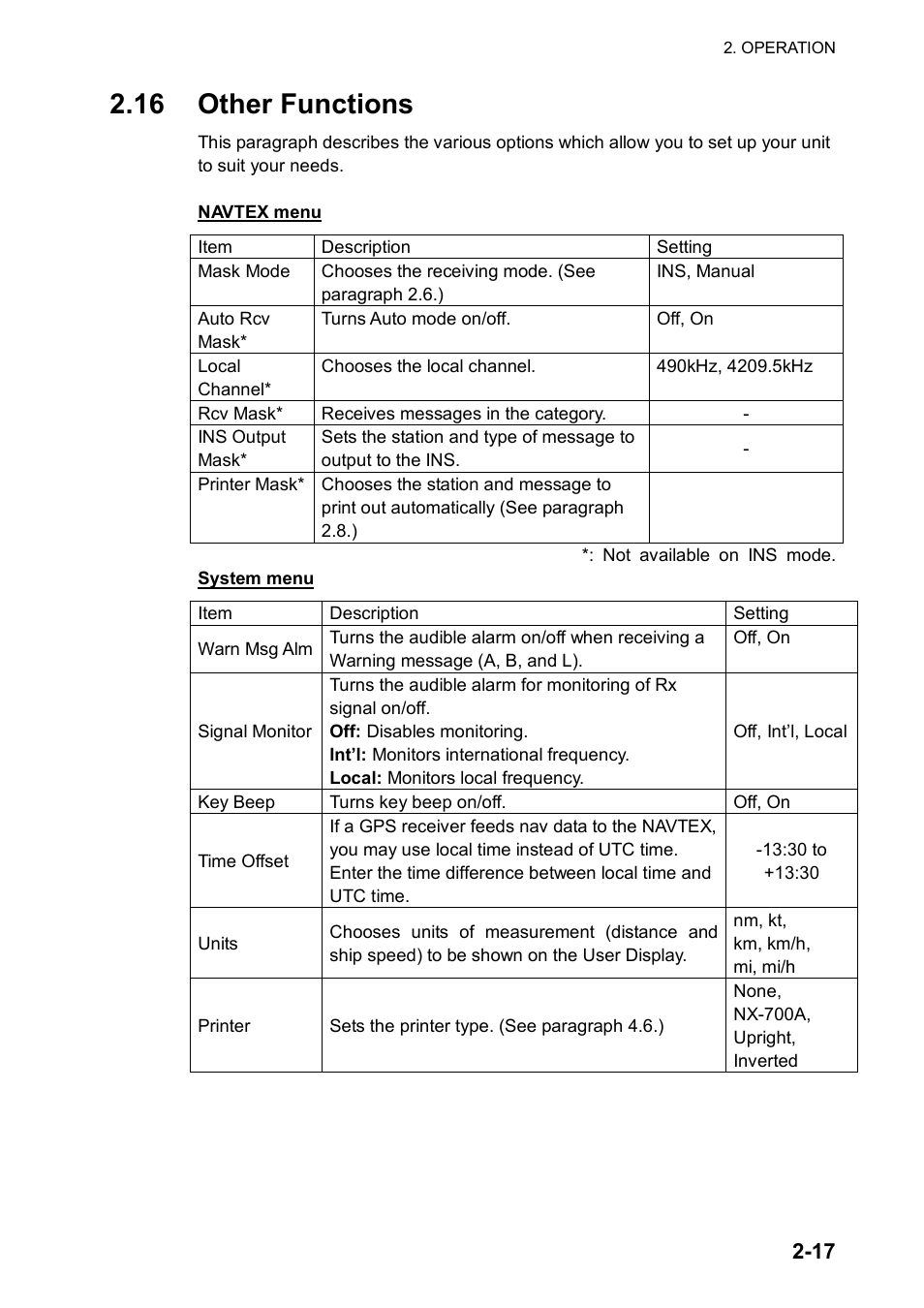 16 other functions | Furuno NX-700A/B User Manual | Page 37 / 89