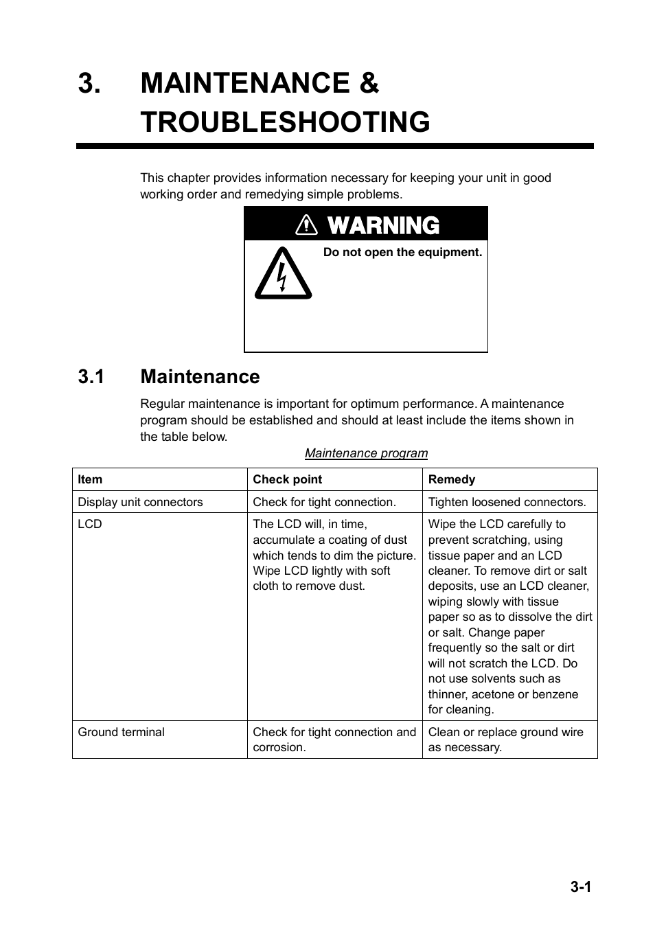 Maintenance, 1 maintenance, Maintenance & troubleshooting | Warning | Furuno NX-700A/B User Manual | Page 41 / 89