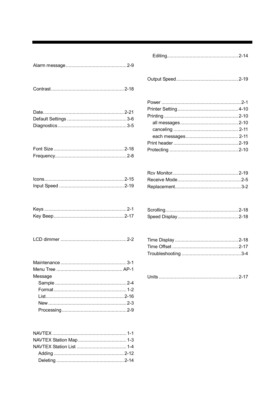 Index, In-1 | Furuno NX-700A/B User Manual | Page 88 / 89