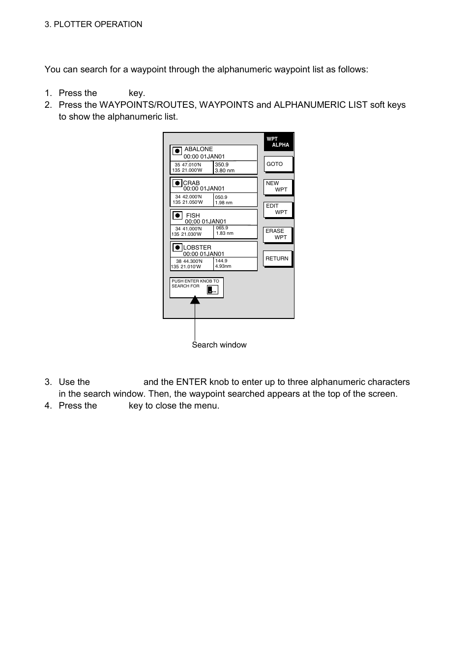 Plotter operation, Search window | Furuno NAVNET 1724C User Manual | Page 105 / 247