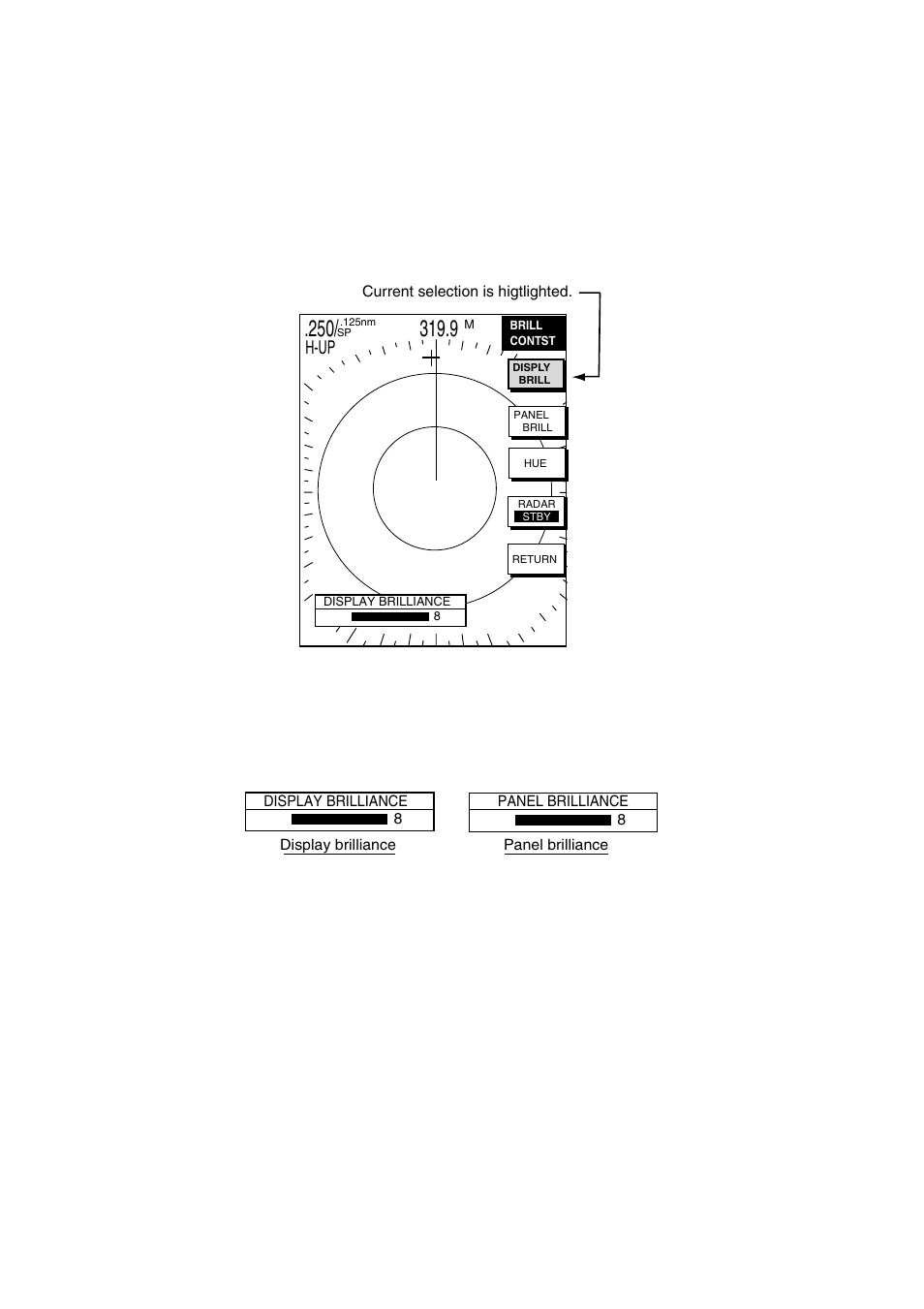 4 display brilliance, panel brilliance, hue, 1 display brilliance, panel brilliance | Furuno NAVNET 1724C User Manual | Page 19 / 247