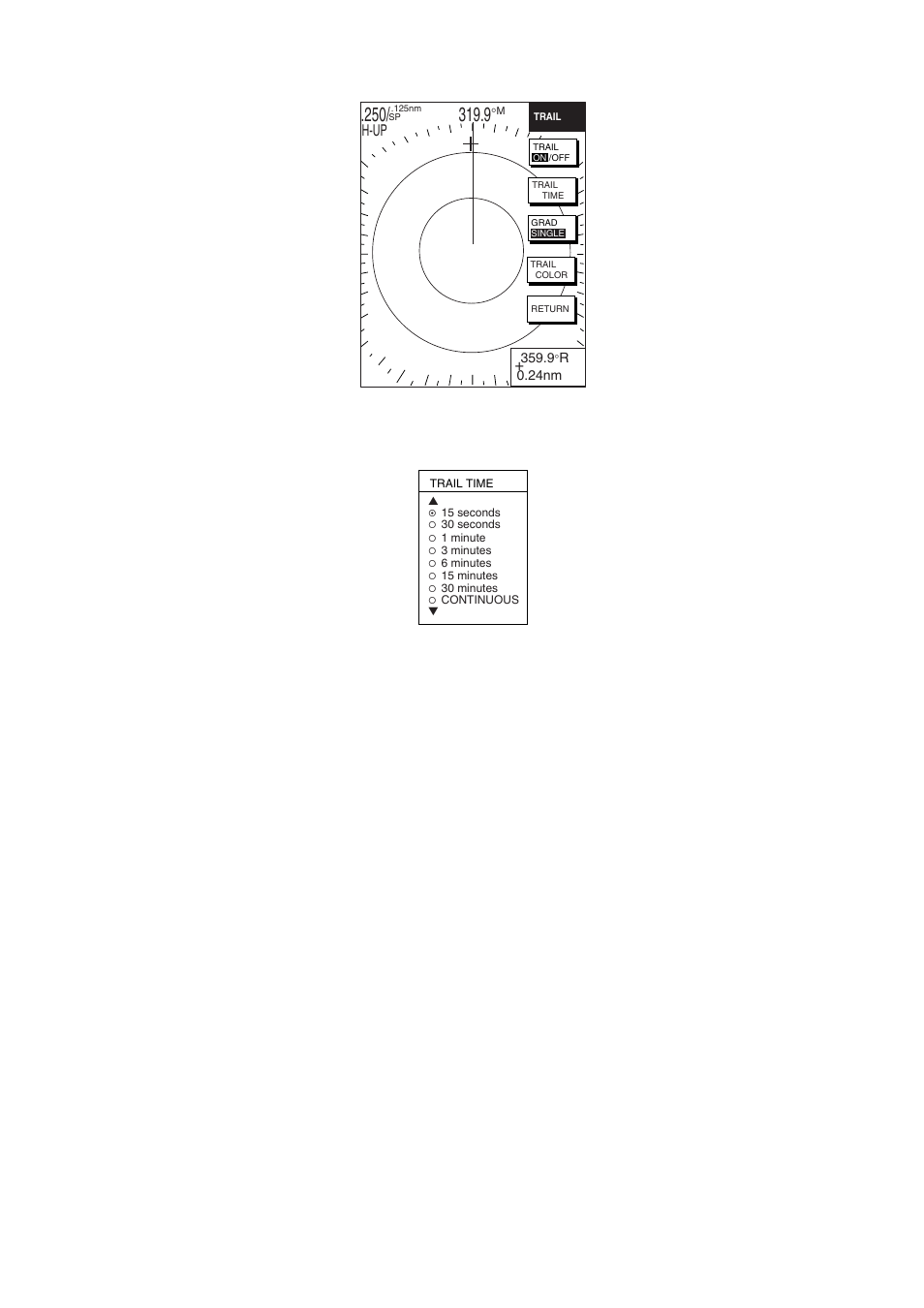 2 starting echo trails, Radar operation, H-up | Furuno NAVNET 1724C User Manual | Page 50 / 247