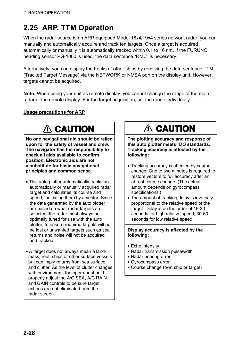 25 arp, ttm operation, Caution | Furuno NAVNET 1724C User Manual | Page 59 / 247