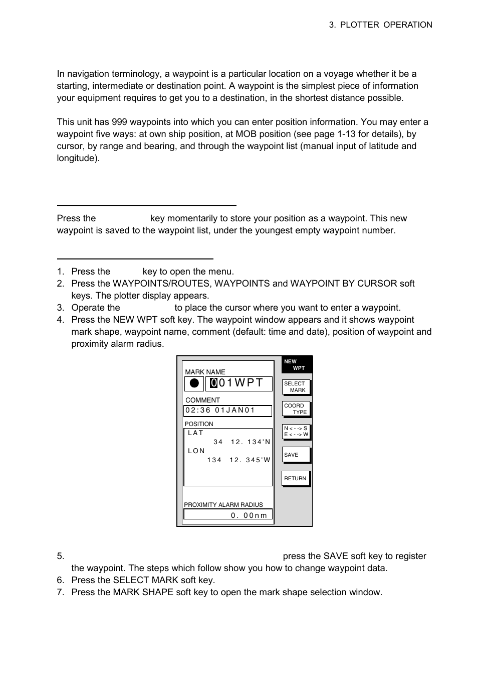 8 waypoints, 1 entering waypoints, 0 0 1 w p t | Furuno NAVNET 1724C User Manual | Page 98 / 247