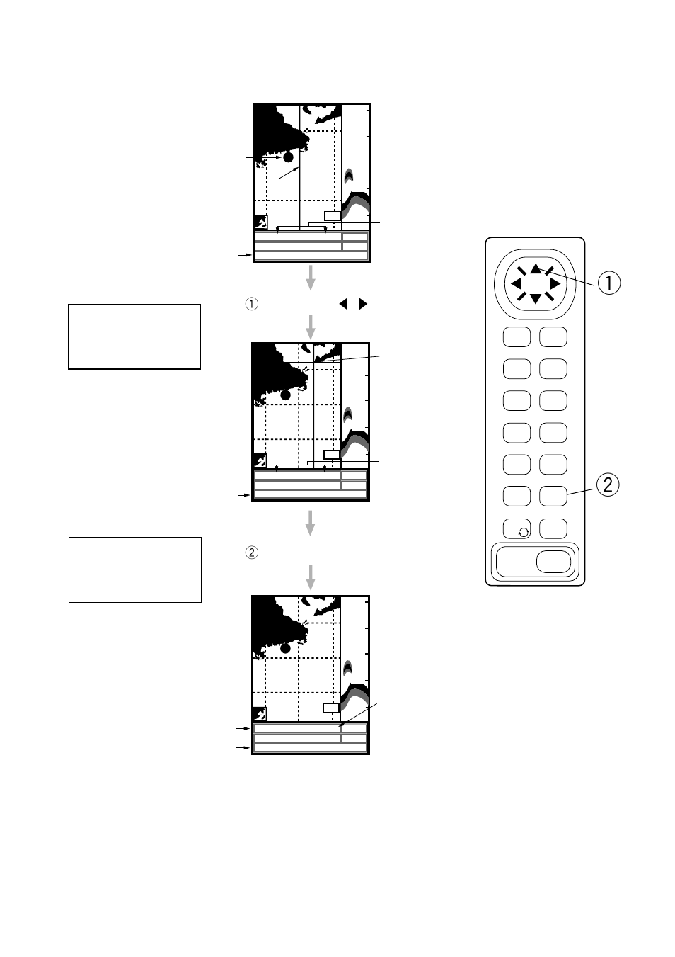 How to use the cursor, Turn off the cursor, Find the position of a cape | 1press ▲ ▼ t s, If the cursor is not displayed press the curs key, 2press the curs key, Position, Course position speed | Furuno GP-1610CF User Manual | Page 8 / 20