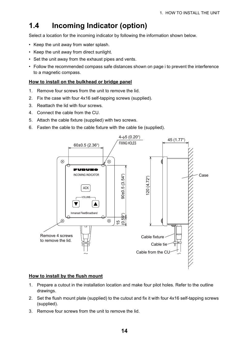 4 incoming indicator (option) | Furuno FELCOM 250 User Manual | Page 20 / 66