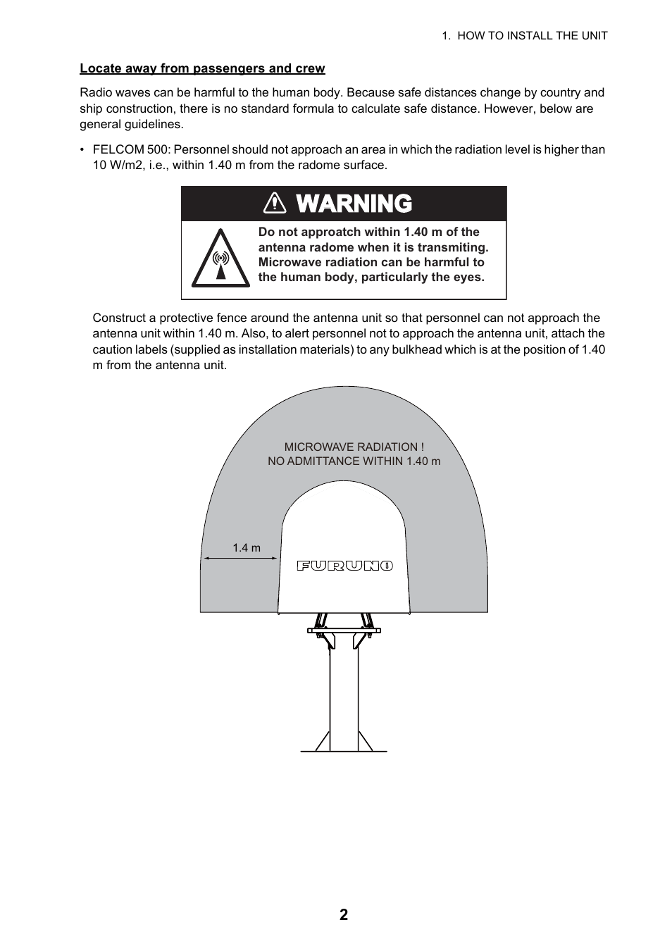 Warning | Furuno FELCOM 250 User Manual | Page 8 / 66
