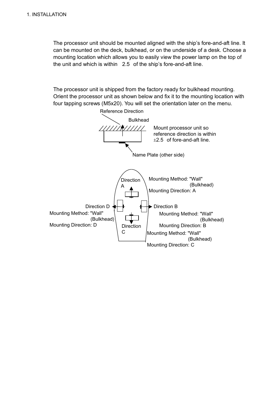 3 installing the processor unit, 1 bulkhead mount | Furuno Sc 50 User Manual | Page 22 / 101