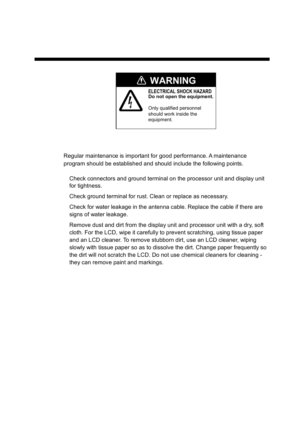 3 maintenance, troubleshooting, 1 preventive maintenance, Warning | Furuno Sc 50 User Manual | Page 57 / 101
