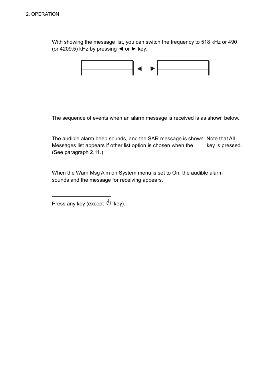 9 switching the frequency to display, 10 alarm messages | Furuno NX-700B User Manual | Page 28 / 89