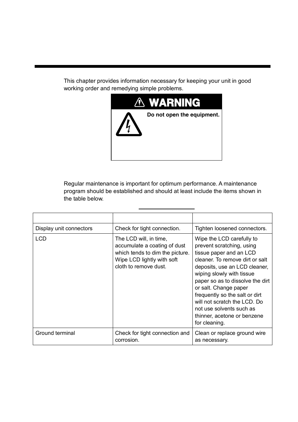 Maintenance, 1 maintenance, Maintenance & troubleshooting | Warning | Furuno NX-700B User Manual | Page 41 / 89