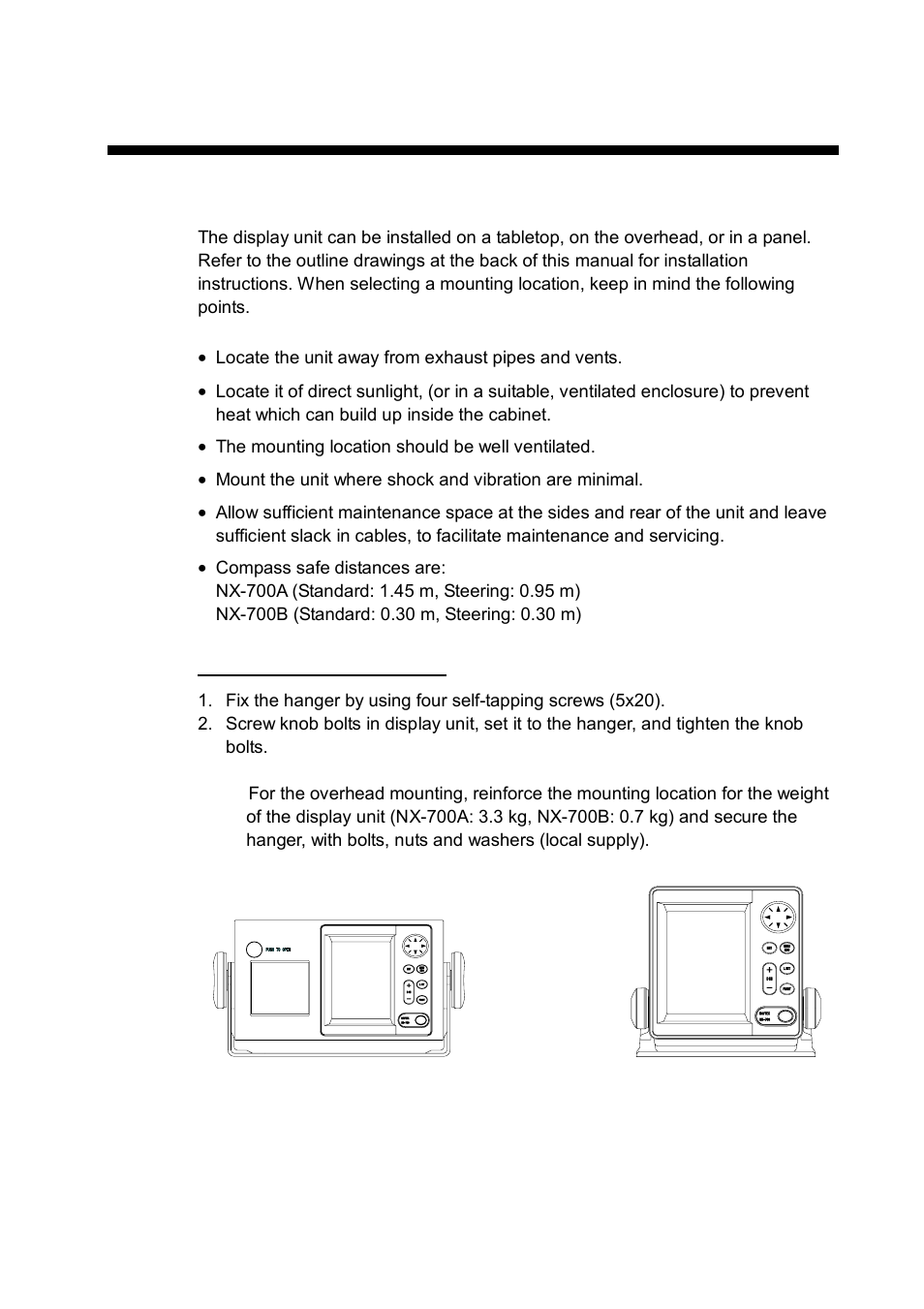 Installation, 1 display unit | Furuno NX-700B User Manual | Page 47 / 89