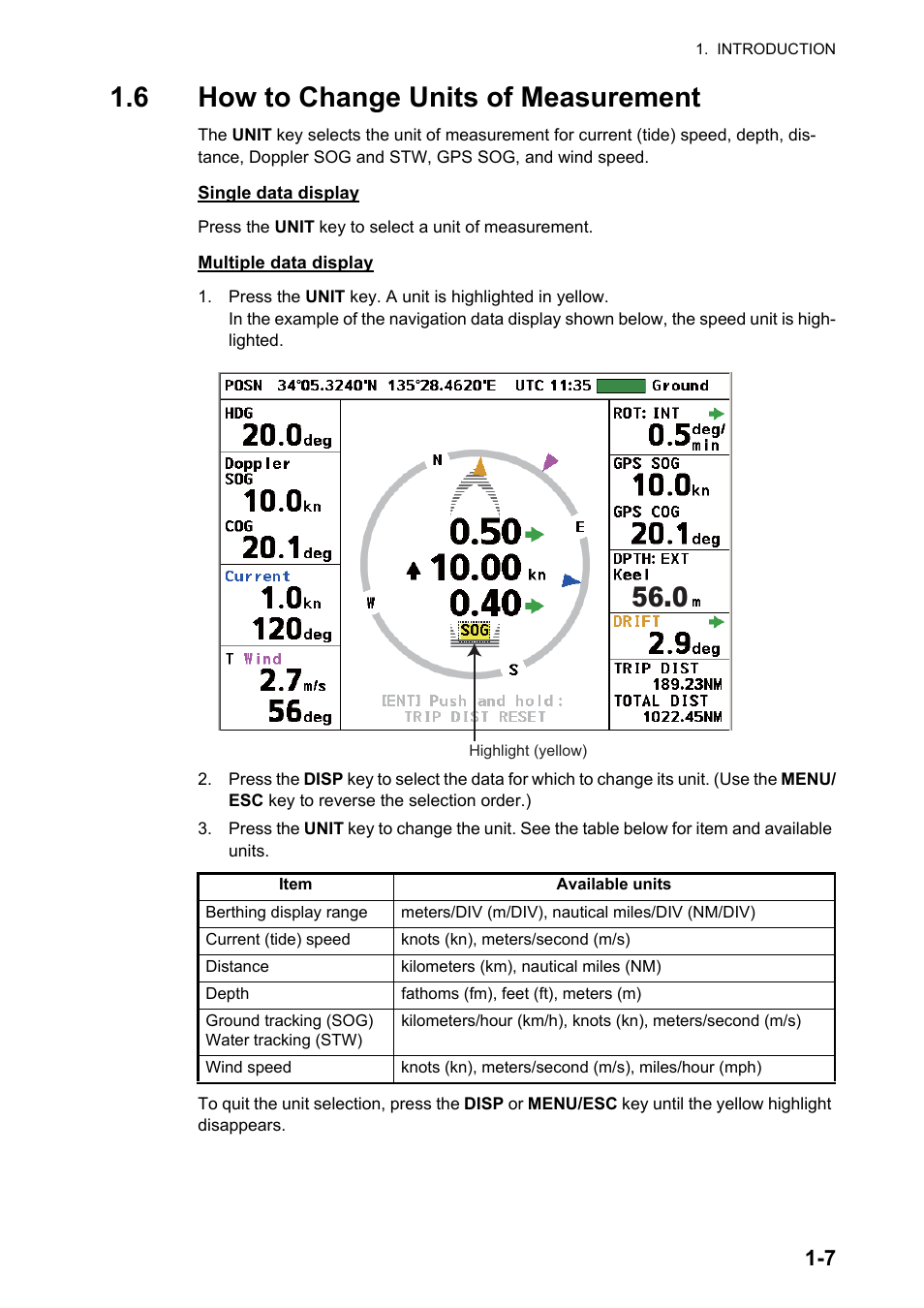 6 how to change units of measurement | Furuno DS-60 User Manual | Page 17 / 94