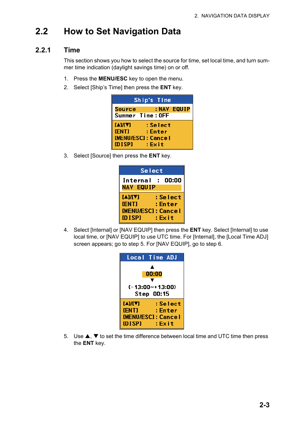 2 how to set navigation data | Furuno DS-60 User Manual | Page 23 / 94