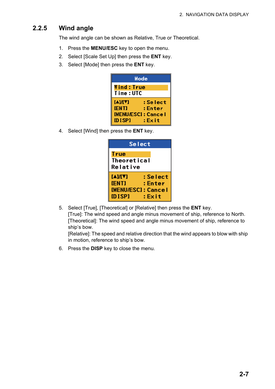 7 2.2.5 wind angle | Furuno DS-60 User Manual | Page 27 / 94