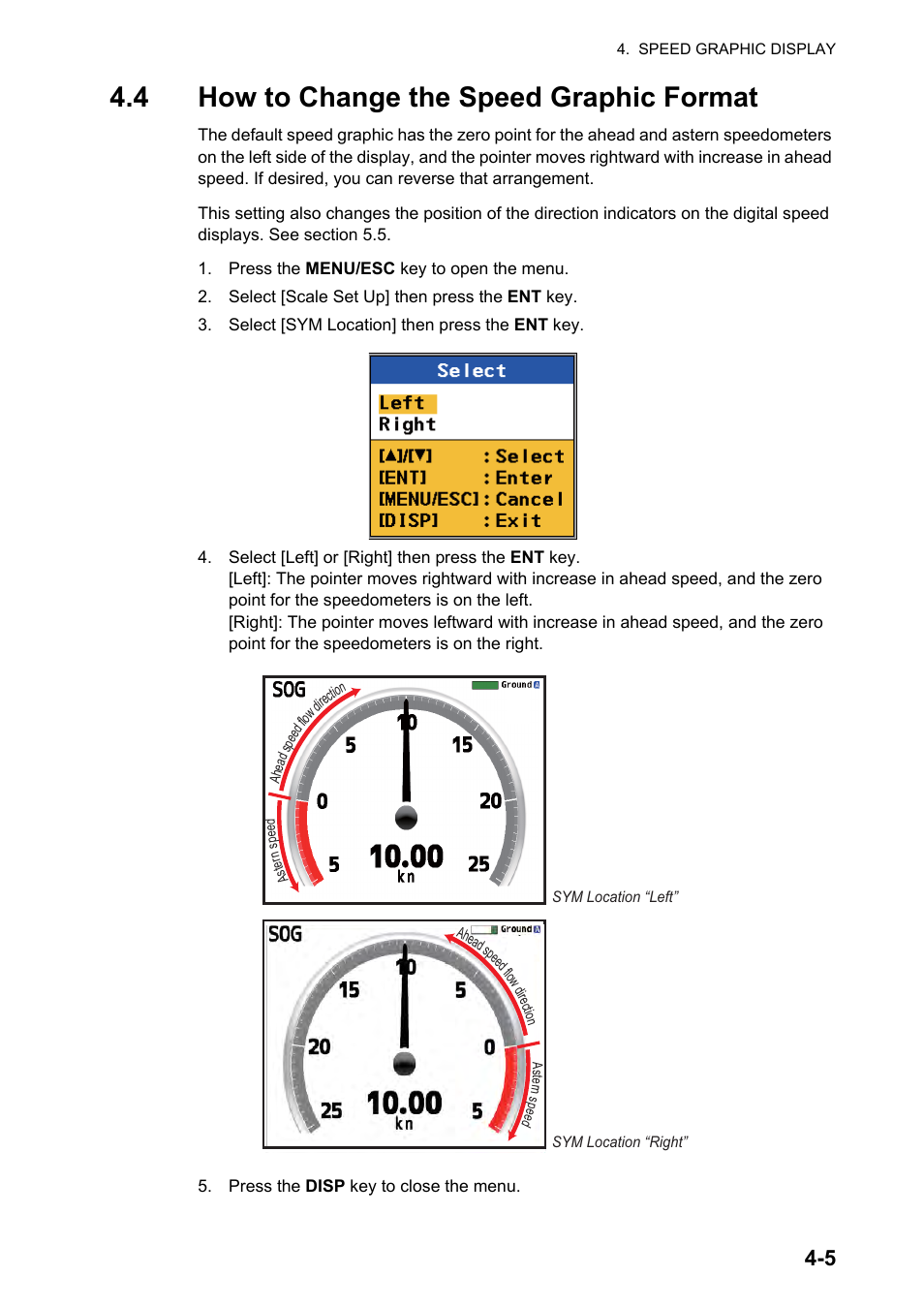 4 how to change the speed graphic format | Furuno DS-60 User Manual | Page 49 / 94