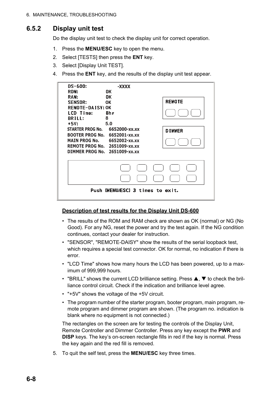8 6.5.2 display unit test | Furuno DS-60 User Manual | Page 68 / 94