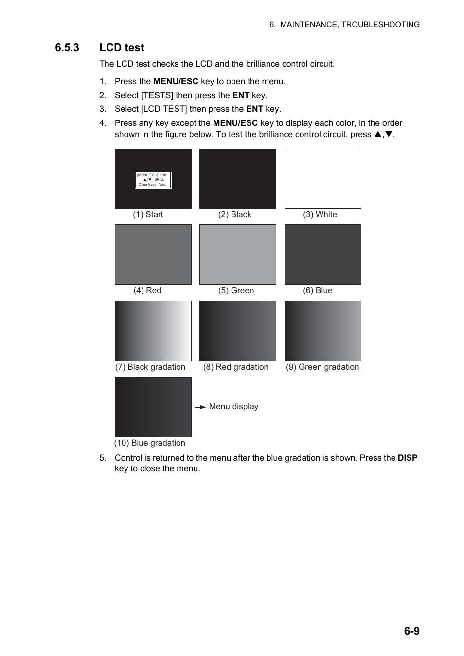 9 6.5.3 lcd test | Furuno DS-60 User Manual | Page 69 / 94