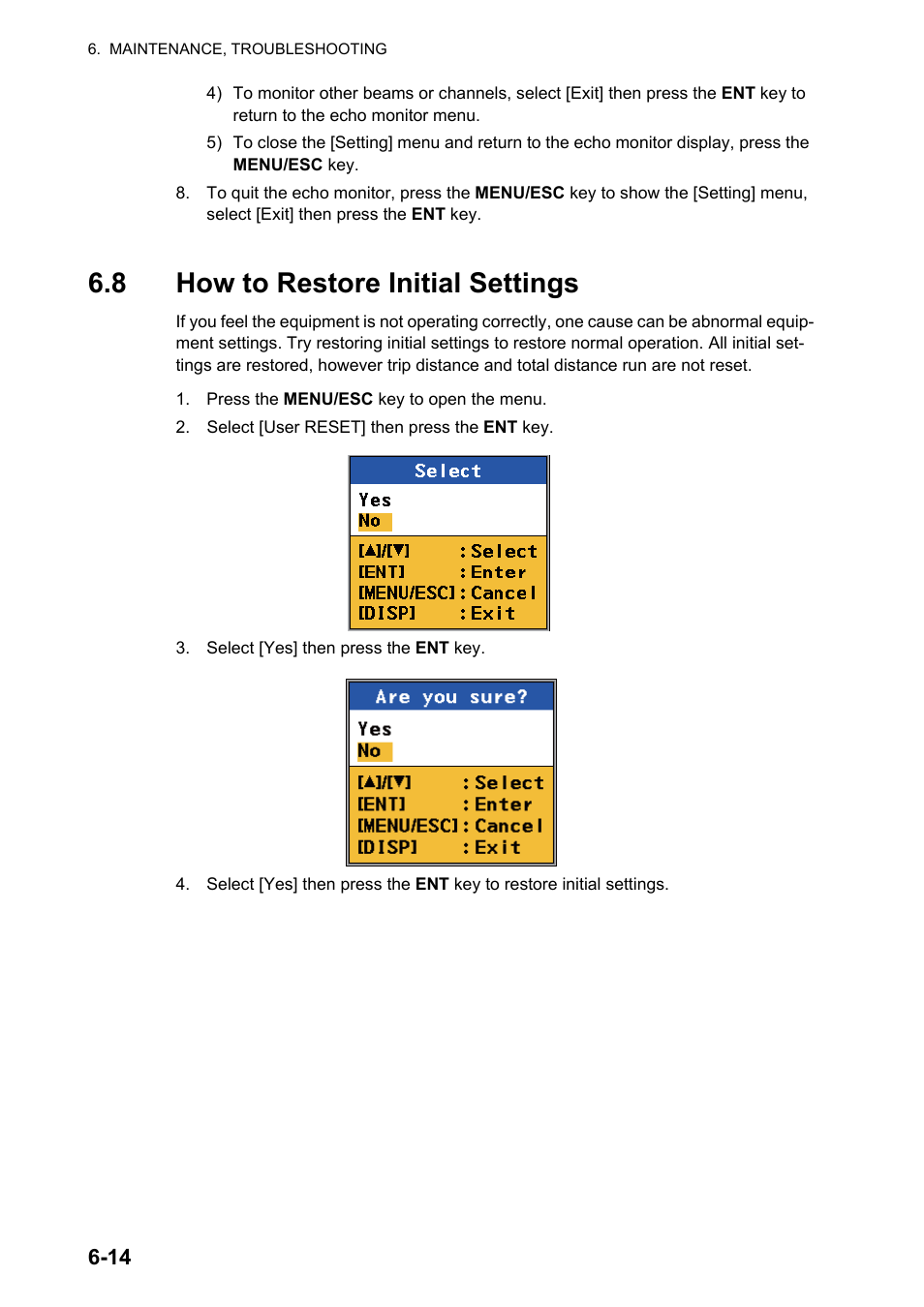 8 how to restore initial settings | Furuno DS-60 User Manual | Page 74 / 94