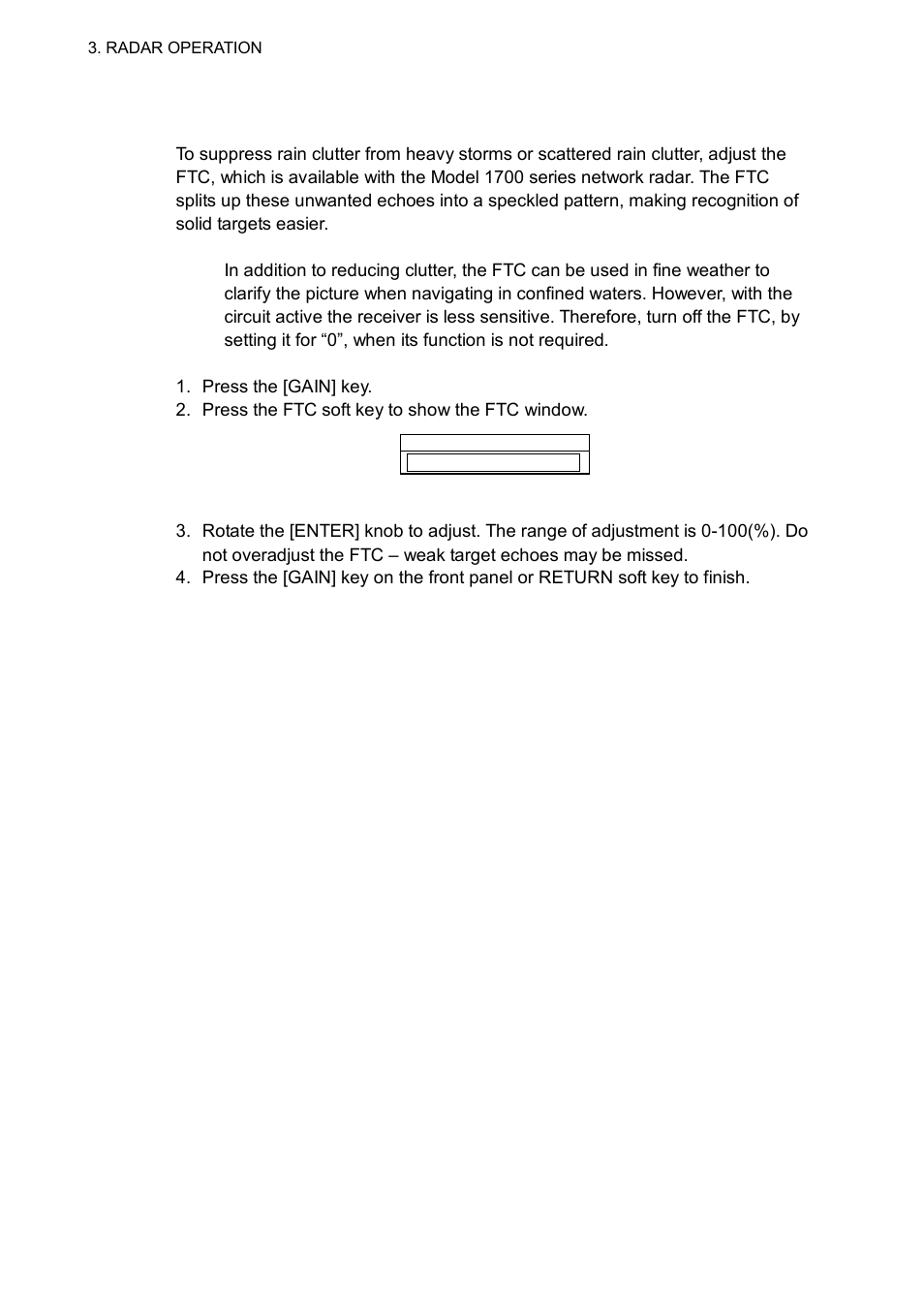 6 3.6.2 adjusting the ftc | Furuno GD-1700C User Manual | Page 100 / 249