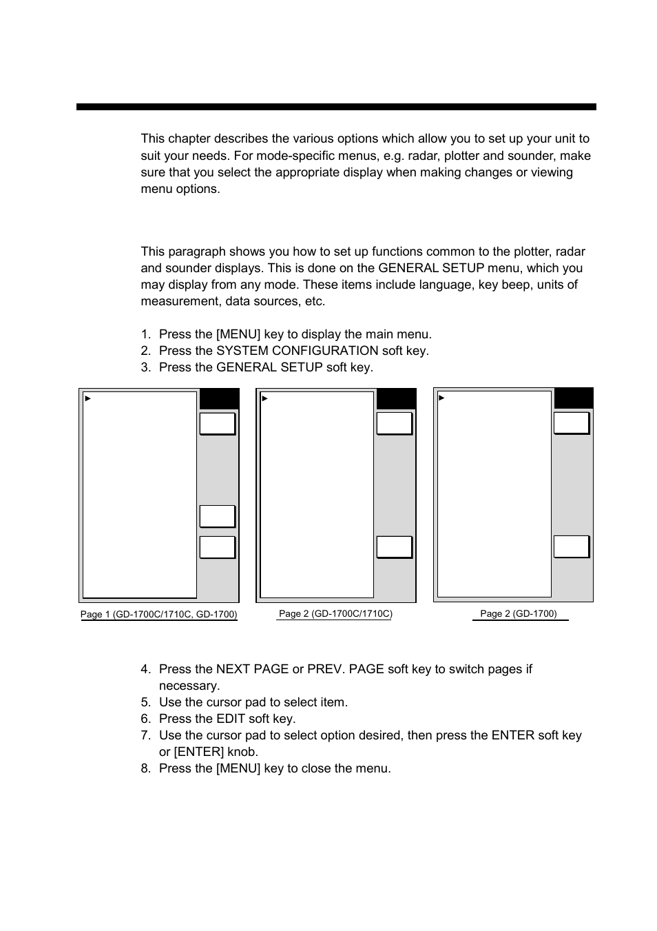 Customizing your unit, 1 general setup | Furuno GD-1700C User Manual | Page 171 / 249