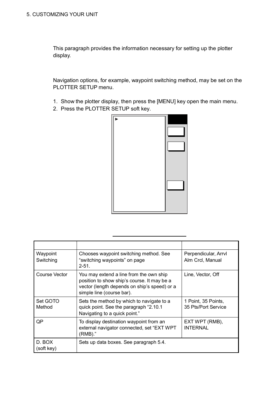 2 plotter setup, 1 navigation options | Furuno GD-1700C User Manual | Page 174 / 249
